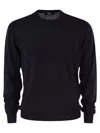 Fedeli Cotton Crew Neck Sweater In Blue