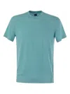 Fedeli Garment-dyed Linen And Elastane Blend T-shirt In Blue