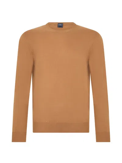 Fedeli Crew-neck Cashmere Sweater In Brown