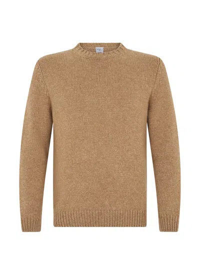 Fedeli Crew-neck Cashmere Sweater In Brown