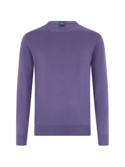 Fedeli Crew-neck Cashmere Sweater In Purple