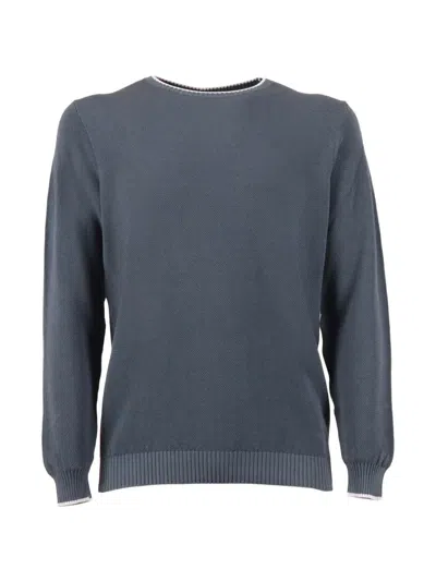 Fedeli Crew-neck Long-sleeve Sweater In Blue