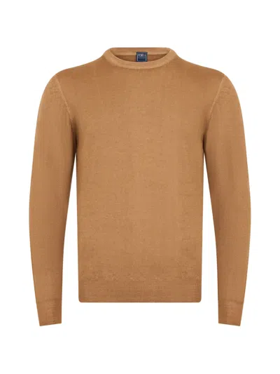 Fedeli Crew-neck Long-sleeve Sweater In Brown