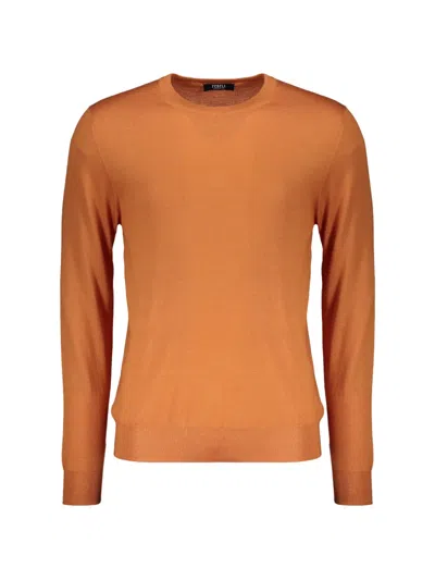 Fedeli Crew-neck Long-sleeve Sweater In Brown