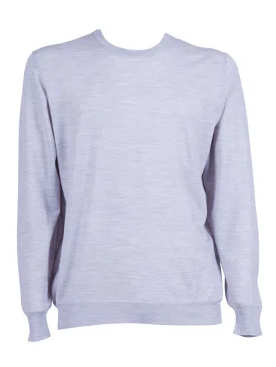 Fedeli Heathered Crew Neck Long Sweater In Purple