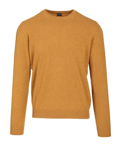 Fedeli Fine-knit Crew-neck Sweater In Orange