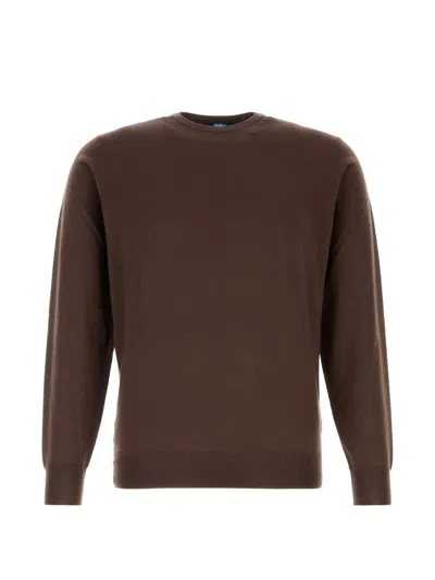 Fedeli Crew-neck Wool Sweater In Brown
