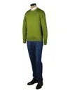 Fedeli Olive-green Wool Crewneck Sweater In Green