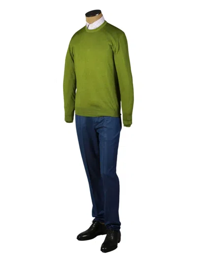 Fedeli Olive-green Wool Crewneck Sweater