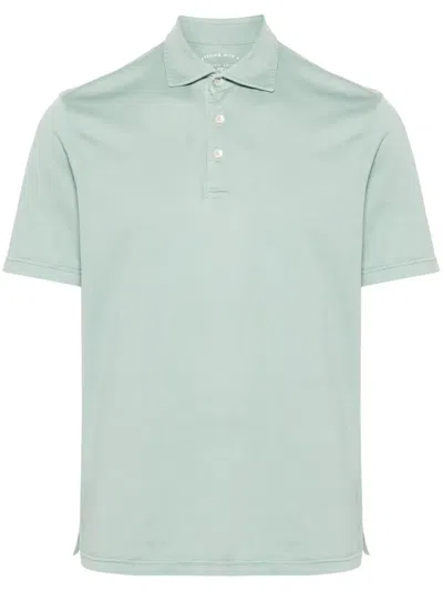 Fedeli Cutaway-collar Polo Shirt In Blue