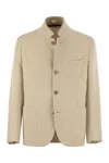 Fedeli Damon Double Flanel Cashmere Blazer In Sand