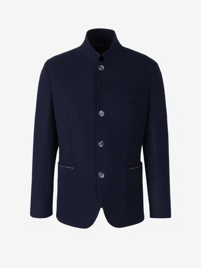 Fedeli Damon Cashmere Jacket In Navy Blue