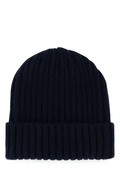Fedeli Dark Blue Cashmere Beanie Hat