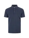 FEDELI DARK BLUE LIGHT COTTON PIQUET POLO SHIRT