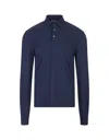 Fedeli Long Sleeve Polo In Organic Cotton In Blue