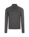 FEDELI DARK GREY LONG SLEEVE POLO SHIRT