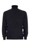 Fedeli Turtleneck Sweater In Virgin Wool In Blue