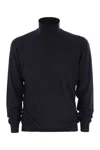 Fedeli Superfine Wool Turtleneck Derby In Blue