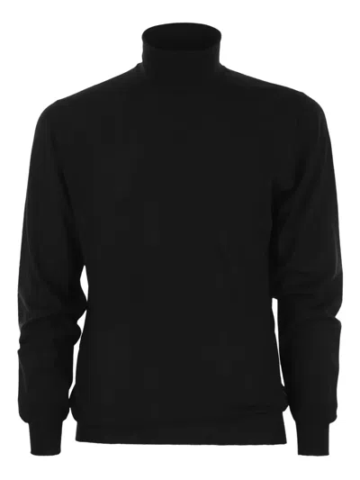 Fedeli Derby Turtleneck Sweater In Black