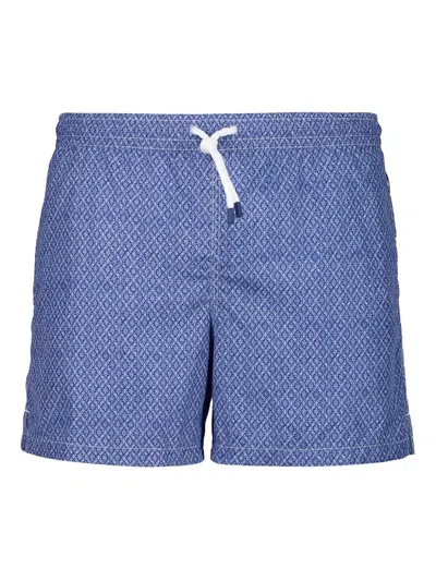 Fedeli Diamond Weave Swim Shorts In Blue