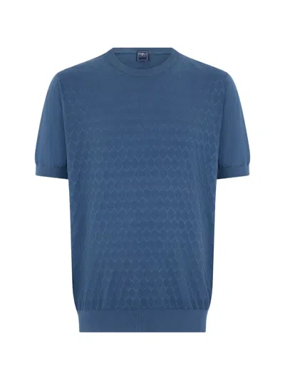 Fedeli Diamond-knit T-shirt In Blue
