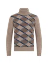 Fedeli Diamond-pattern Roll-neck Sweater In Neutral