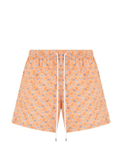 Fedeli Dinosaur-print Swim Shorts In Pink