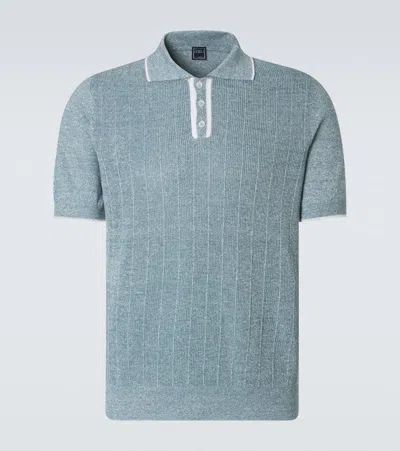 Fedeli Dodo Linen And Cotton Polo Shirt In Blue