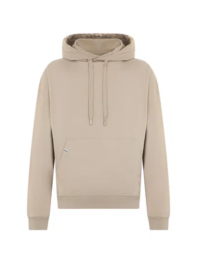 Fedeli Drawstring Cotton Hoodie In Brown