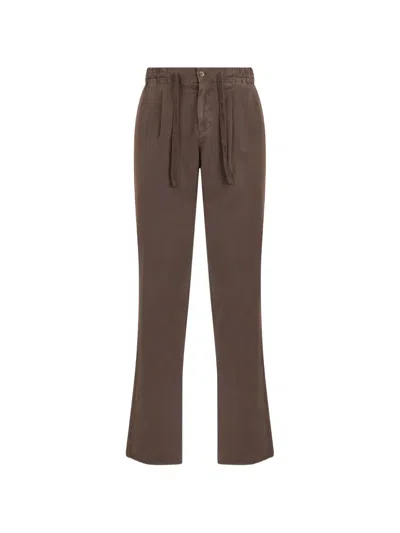 Fedeli Drawstring Flared Trousers In Brown