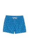 Fedeli Drawstring Graphic Swim Shorts In Blue