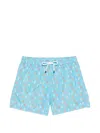 Fedeli Drawstring Lizard Print Swim Shorts In Blue