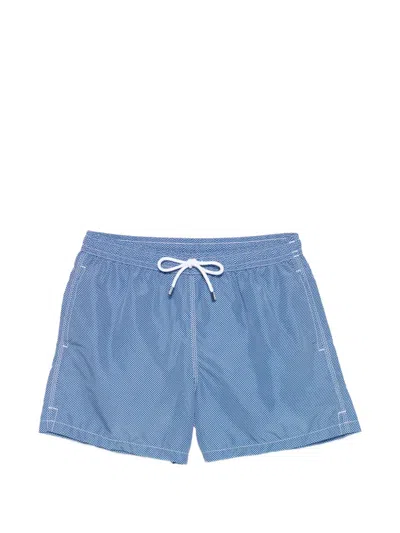 Fedeli Drawstring Pattern Swim Shorts In Blue