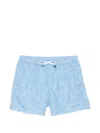 Fedeli Drawstring Patterned Beach Shorts In Blue