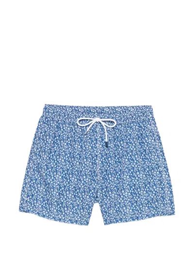 Fedeli Drawstring Printed Swim Shorts In Multi