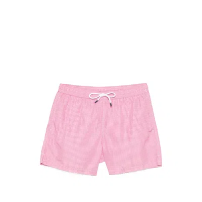 Fedeli Drawstring Printed Swim Shorts In Pink