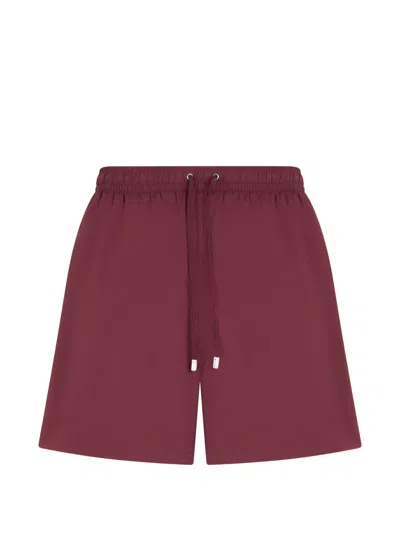 Fedeli Drawstring Swim Shorts In Burgundy