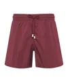 Fedeli Elasticated Drawstring Swim Shorts In Burgundy