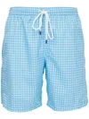 Fedeli Drawstring-waist Geometric-print Shorts In Blue