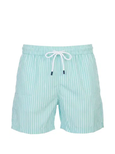 Fedeli Drawstring-detail Striped Swim Shorts In Blue