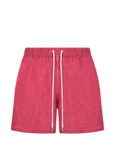 Fedeli Drawstring-waist Beach Shorts In Red