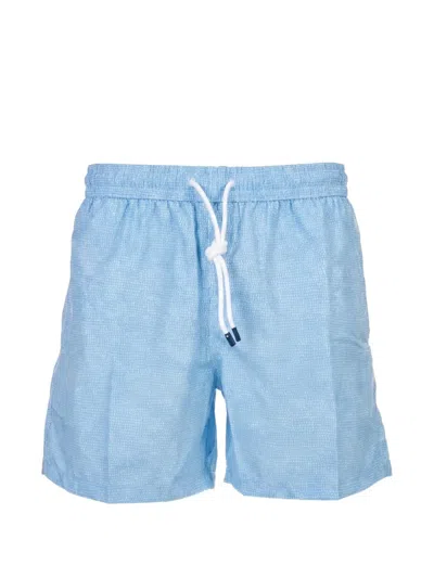Fedeli Drawstring-waist Swim Shorts In Blue