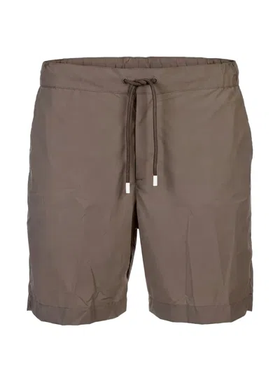 Fedeli Drawstring-waist Swim Shorts In Brown