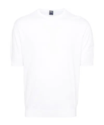 Fedeli Drop-shoulder Cotton Jumper In White