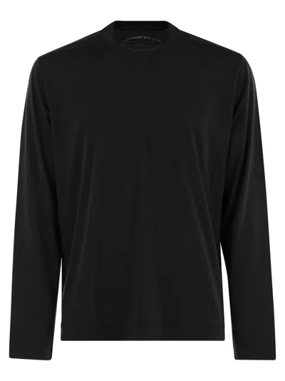 Fedeli Extreme Long Sleeved Giza Cotton T Shirt In Black