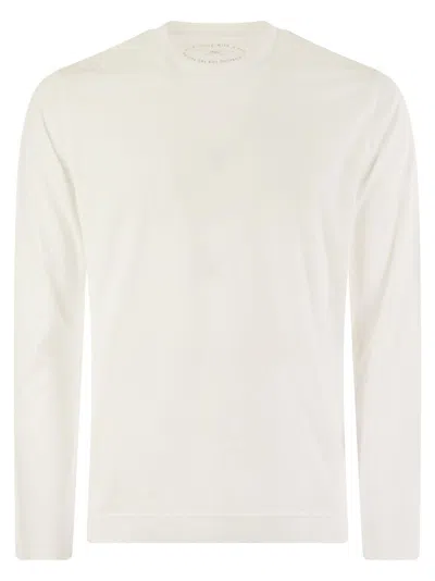 Fedeli Extreme Long-sleeved Giza Cotton T-shirt In White