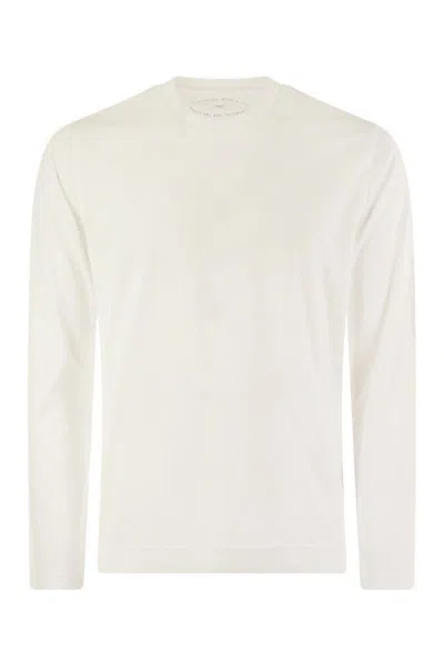 Fedeli Extreme Long-sleeved Giza Cotton T-shirt In White