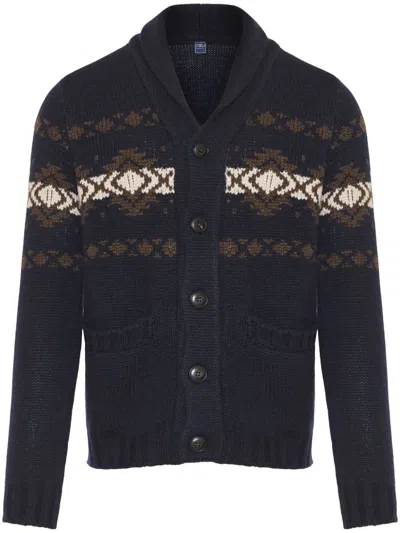 Fedeli Fair Isle-intarsia Cardigan In Blue