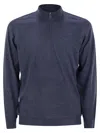Fedeli Half-zip Wool Jumper In Avio