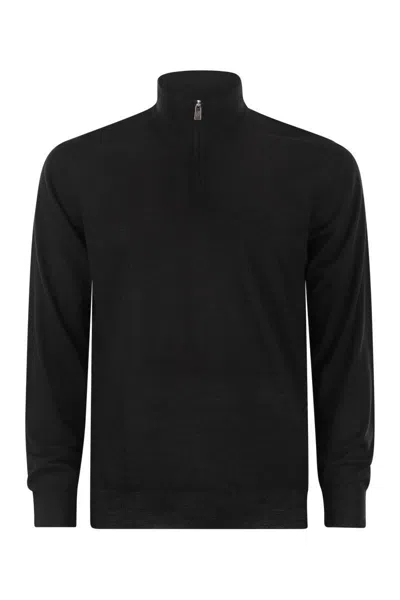 FEDELI FEDELI FAVONIO - SUPERFINE WOOL HALF-ZIP SWEATER